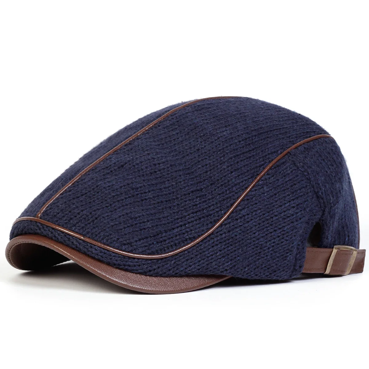 Men Autumn and Winter Warm Knitting Newsboy Caps British Painters Hats Side Buckle Adjustable Flat Cap Hip Hop Berets
