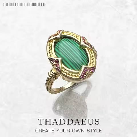 Elegant Ring Oval Green Stone Gold,Europe Style Fine Jewelry For Women Summer Brand New Vintage 925 Sterling Silver Gift