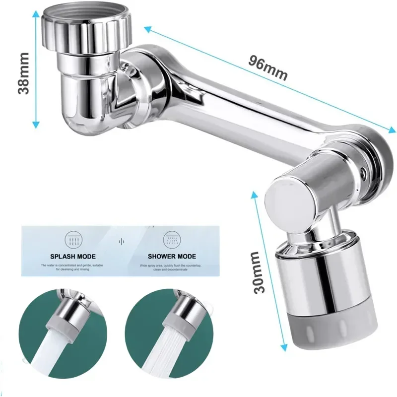 Multifunctionele 1080 ° Rotatie Kraan Sproeier Kop 22/24Mm Adapter Kraan Extender Beluchter Splash Bubbler Mondstuk Keuken Kraan Gereedschap