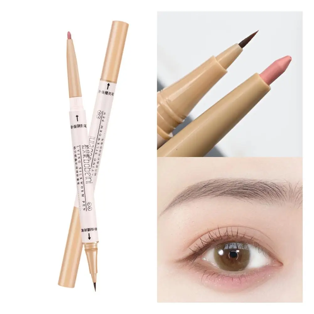 Smooth Lying Silkworm Eyeliner Not Easy to Fade Quick-drying Pencil Under-eye Pencil Waterproof Sweatproof Double-ended Eye P9Z1