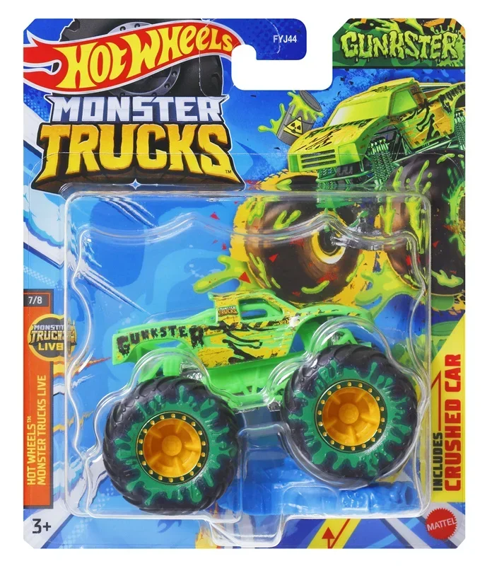 Original Hot Wheels Crushed Car Monster Trucks ragazzi Toys 1:64 Mega Wrex Big Foot Vehicles Models Super Woman Birthday Gift