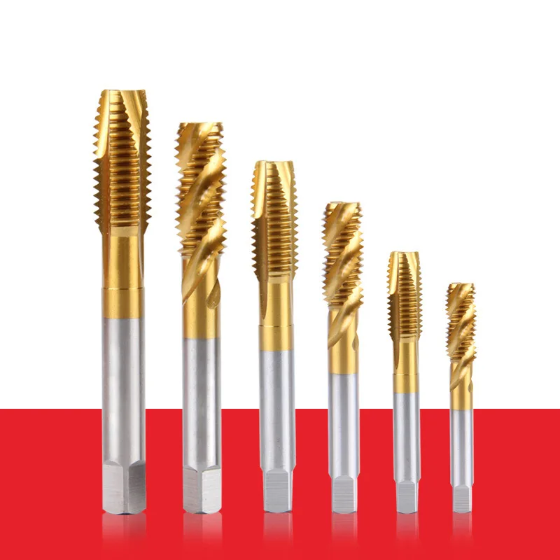 M12 Tapping Drill Bit Titanium Plated Straight Groove Spiral Tap for Stainless Steel