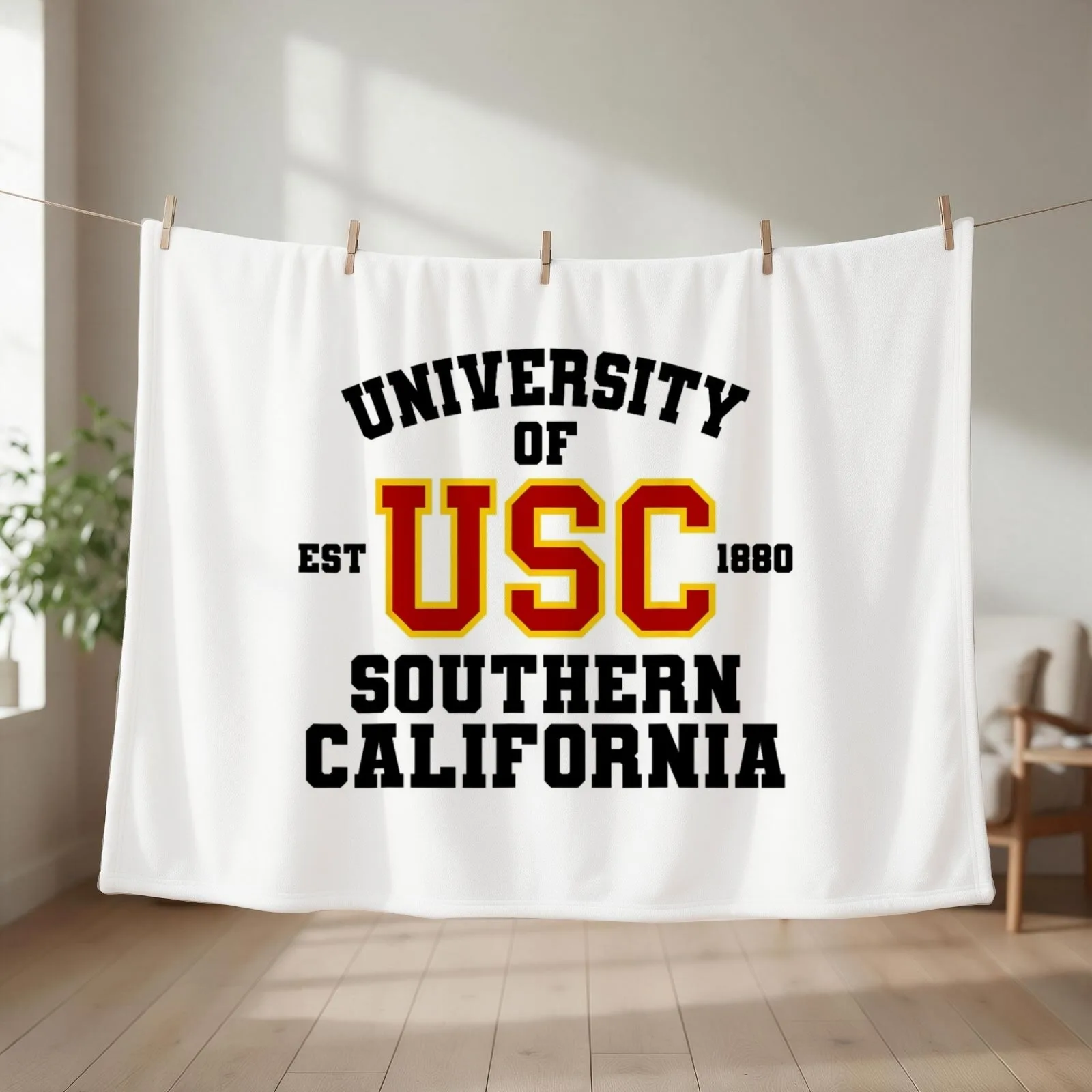 USC USC Est 1880 University Of Southern California Throw Blanket Bed linens Stuffeds Soft Plush Plaid Blankets For Baby Blankets