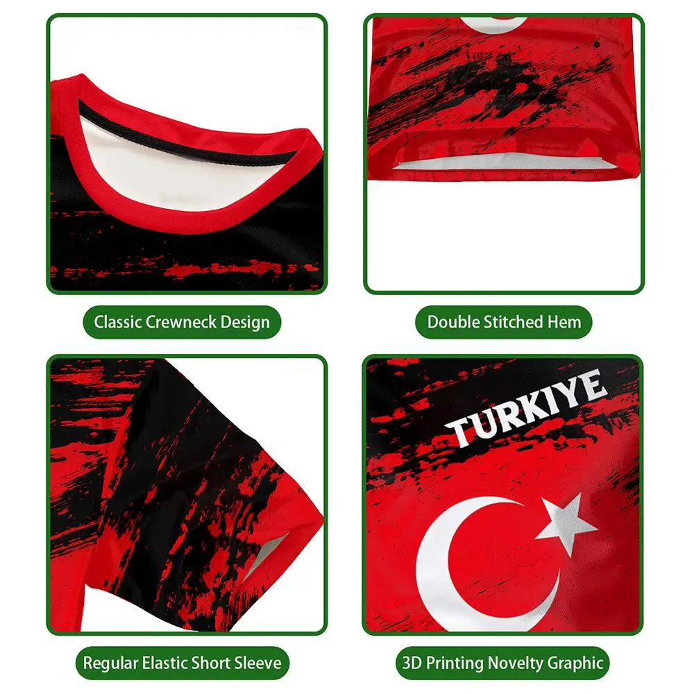 Turkish Graffiti-style Printed T-shirt Men's Turkish Flag Graphic O-Neck Tee Unisex Breathable Sports Casual Short-sleeved Top