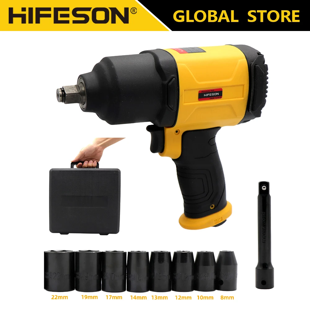 HIFESON Air Pneumatic Wrench Tool Spanner Power Tools Tire Remoual Torque Impact Sleeves Spanners Air Tools