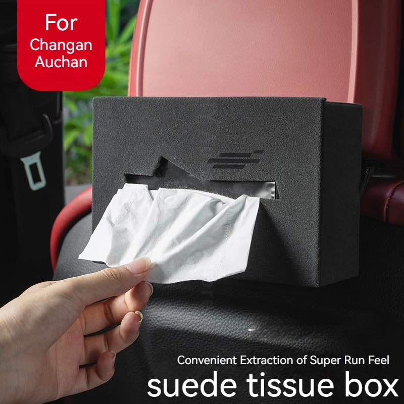 For Changan Auchan OSHAN Z6 X5 X7 Plus Car armrest box center console leather tissue bag universal suede tissue box