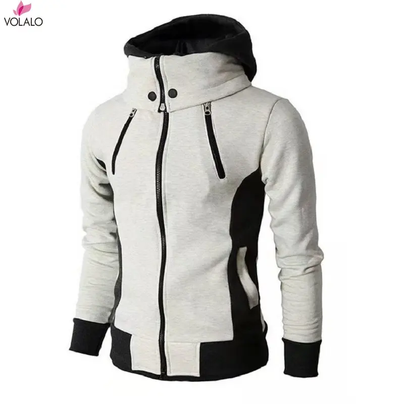 2024 Zipper Men Jackets Autumn Winter Casual Fleece Coats Bomber Jacket Scarf Collar Fashion Hooded Male Outwear Slim Fit Hoody