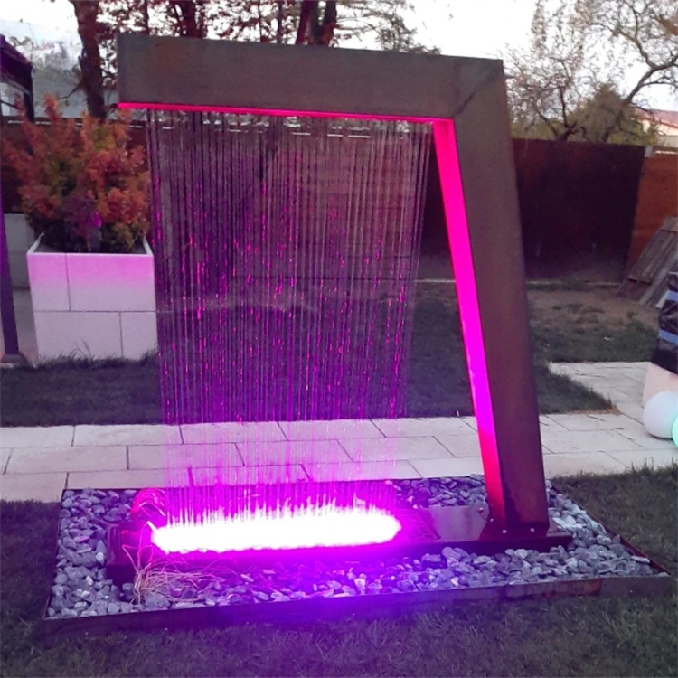 

Corten steel rain curtain gardens waterfall fountain