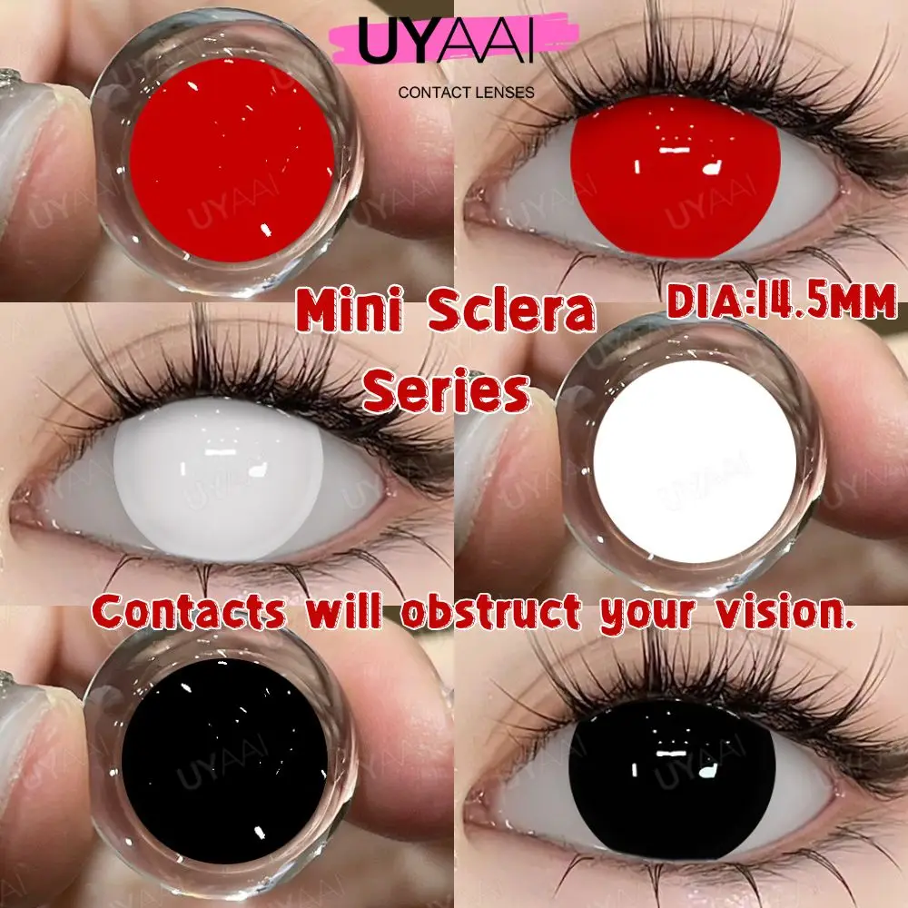 COLORCON-lentes de contacto de la serie Mini Sclera, lentillas de Cosplay de moda, juegos de rol de Halloween, contactos blancos, ojos rojos, contactos negros, 1 par