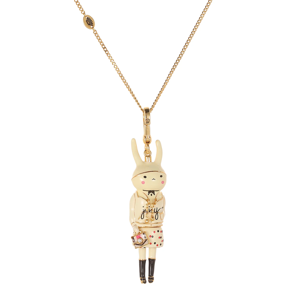 Advanced sense of enamel glaze cartoon rabbit pendant necklace fashion cute spotted skirt handbag animal key chain.