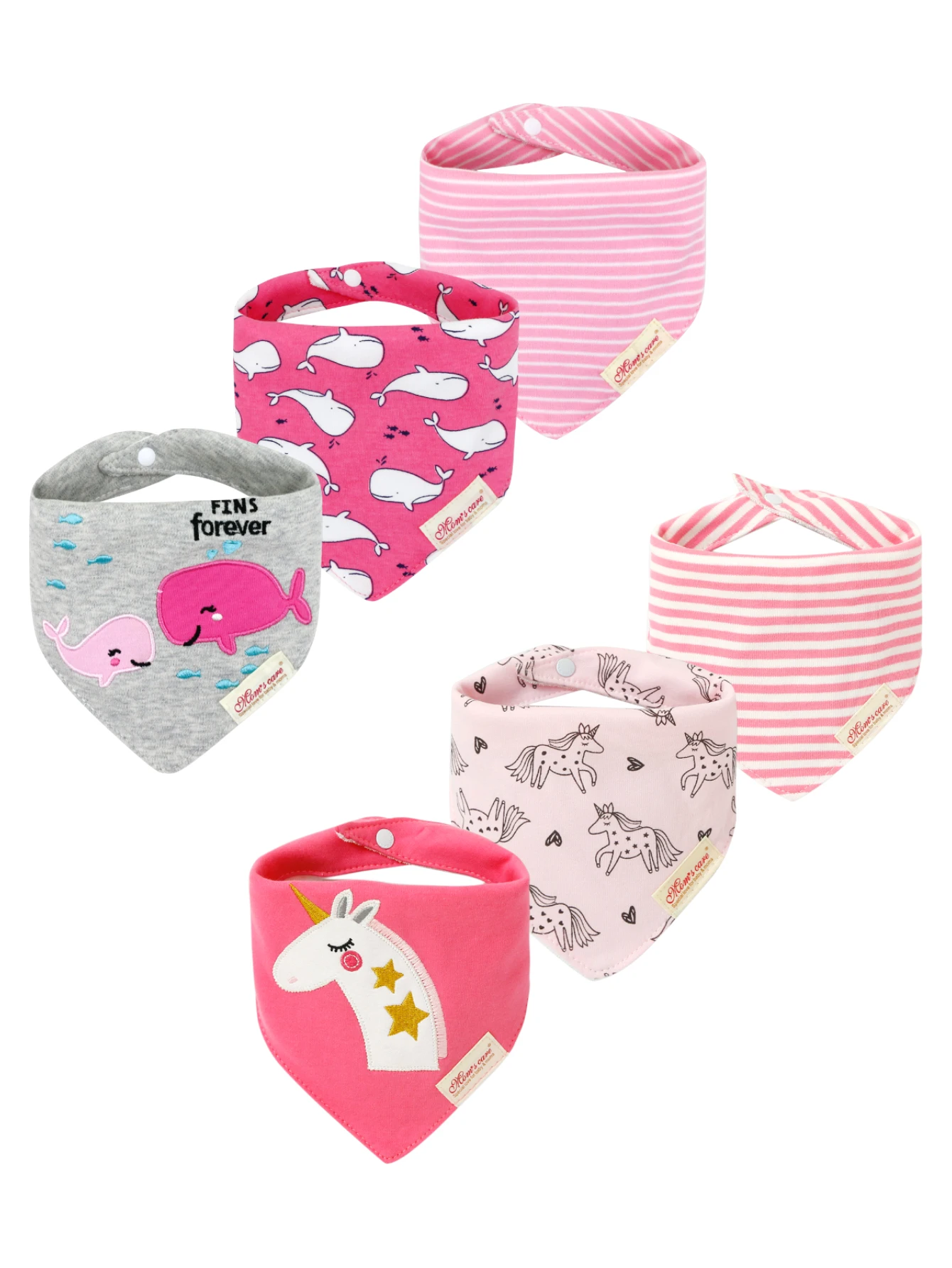 6 Pcs of Baby Girl Feeding Bib Made of Cotton Mouth Water Towel Double-layer Soft and Comfortable Adjustable Size Sccessories