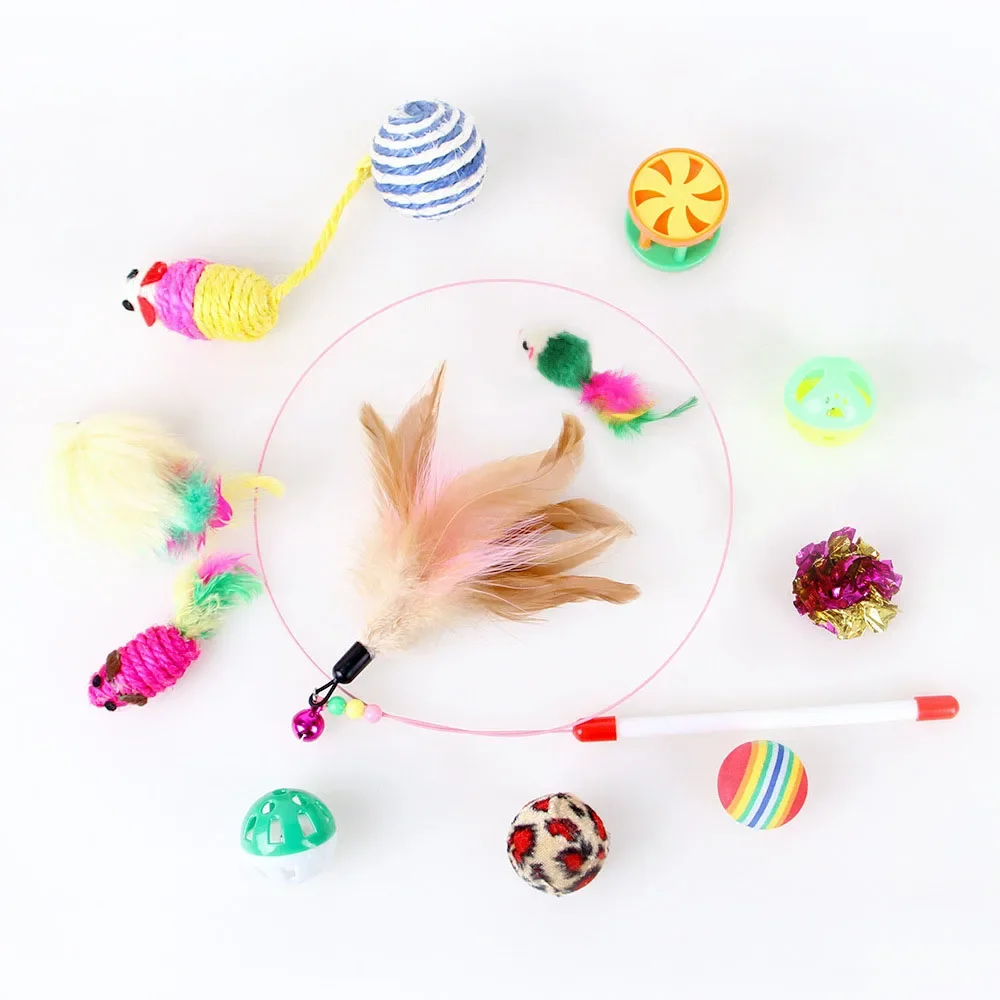 Kitten Toys Variety Pack-Pet Things for Cat Toy Combination Set Toy Funny Cat Stick Sisal Mouse Bell Ball Cat Supplies 21 Piece