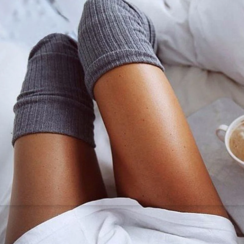 1/4 Pairs Women Autumn Winter Warm Vertical Striped Knee High Socks Fashionable College Style Soft Comfortable Long Tube Socks