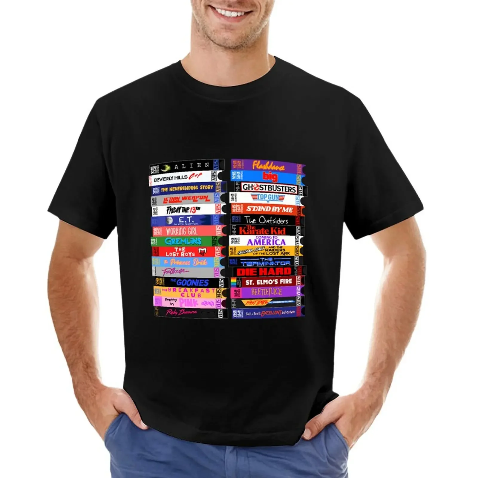 Retro 80S Movies VHS Stacks \\t T-shirt oversizeds anime clothes tshirts for men