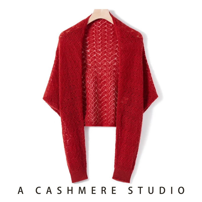 

Ladies 100% Cashmere Hollow out Knitted Shawl Summer Sun Protection Fashionable Match Lightweight Portable Wrap for Women