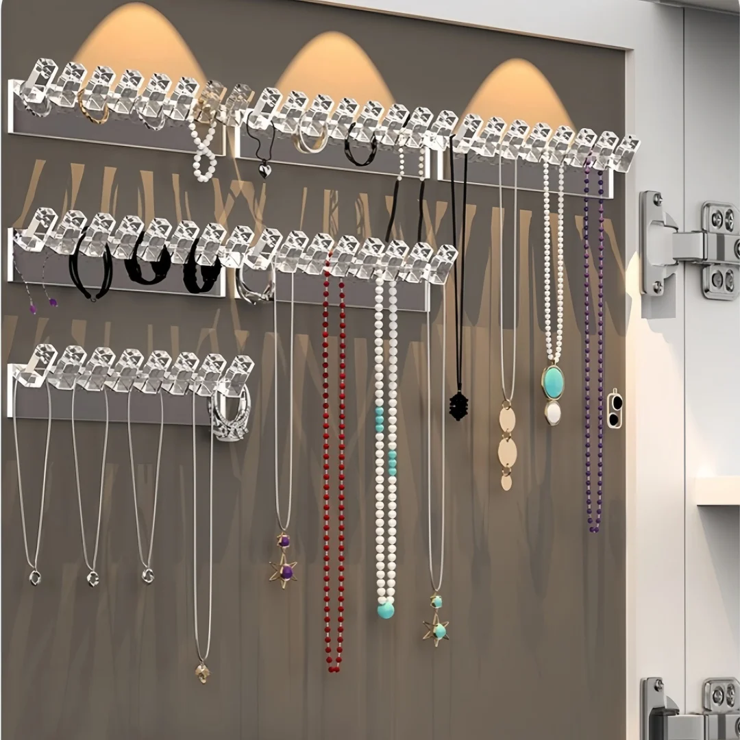 3/6Pcs Necklace Storage Rack Behind The Mirror Cabinet Door.Bracelet,earring,and Jewelry Display Stand.Anti Winding Wall Mounted