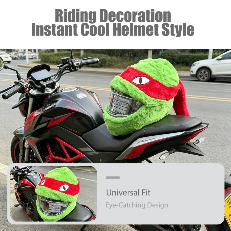 Cartoon Plush Animal Motorcycle Full Helmet Cover Green Funny Scratch Resistant Funda De Casco Dustproof Soft Wearproof Durable
