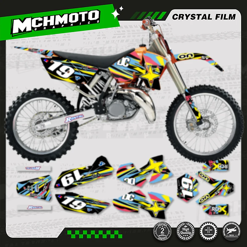 

MCHMFG мотоциклетная графическая фоновая наклейка, наборы наклеек для KTM SX SXF 2003 2004 EXC 2004, номер, имя, фон на заказ