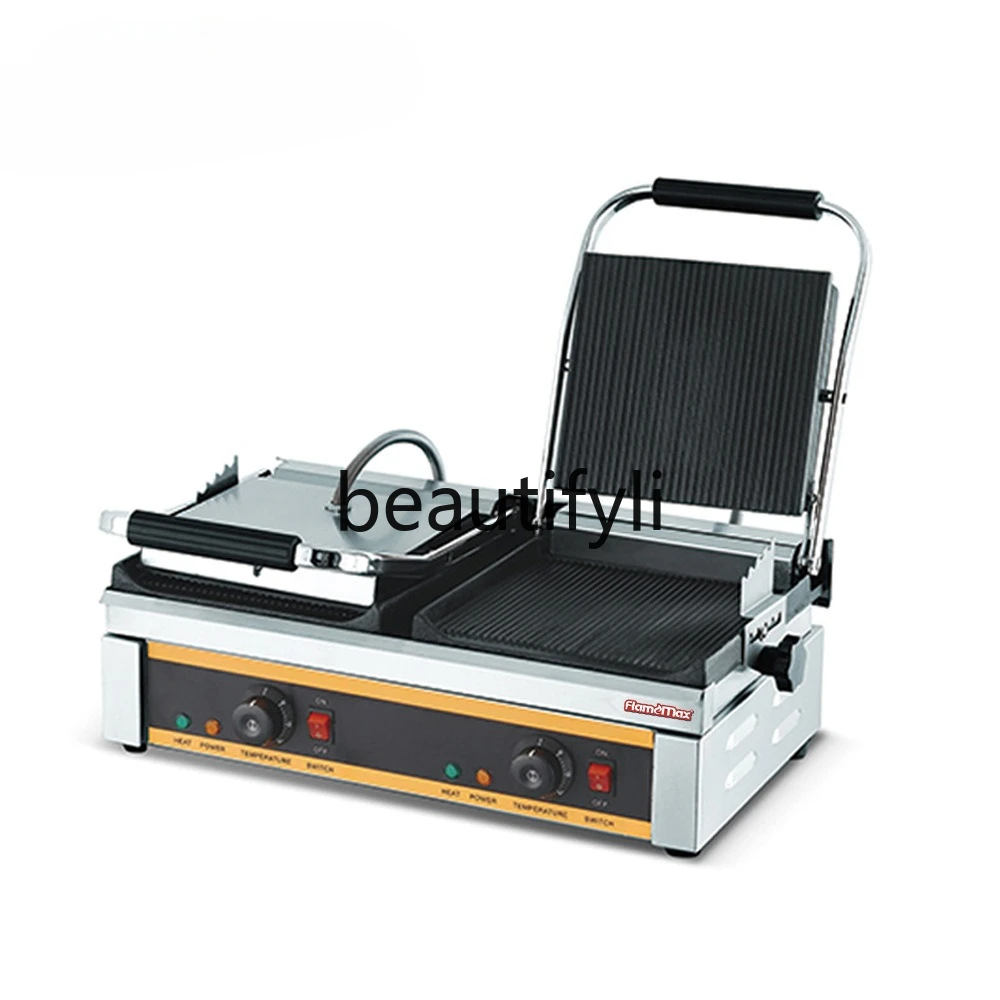 

Single and Double Head Griddle Commercial High Power Grooved Electric Sandwich Single Press Plate Thickened