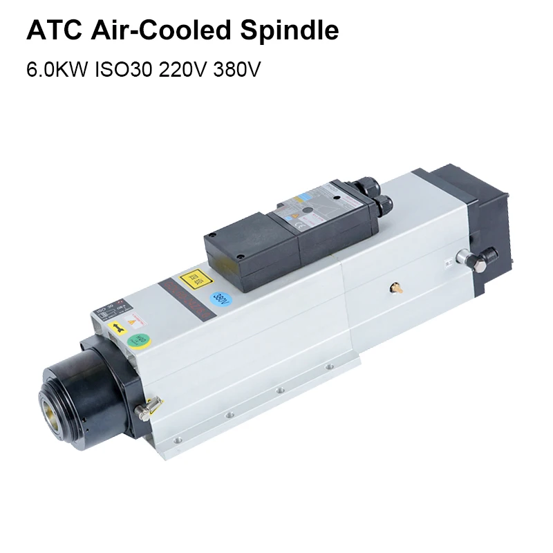 ATC Air Cooled Spindle 6.0KW 220V 380V Automatic Tool Changer Spindle Motor 24000rpm 800Hz ISO30 Tool Holder For Wood CNC Router