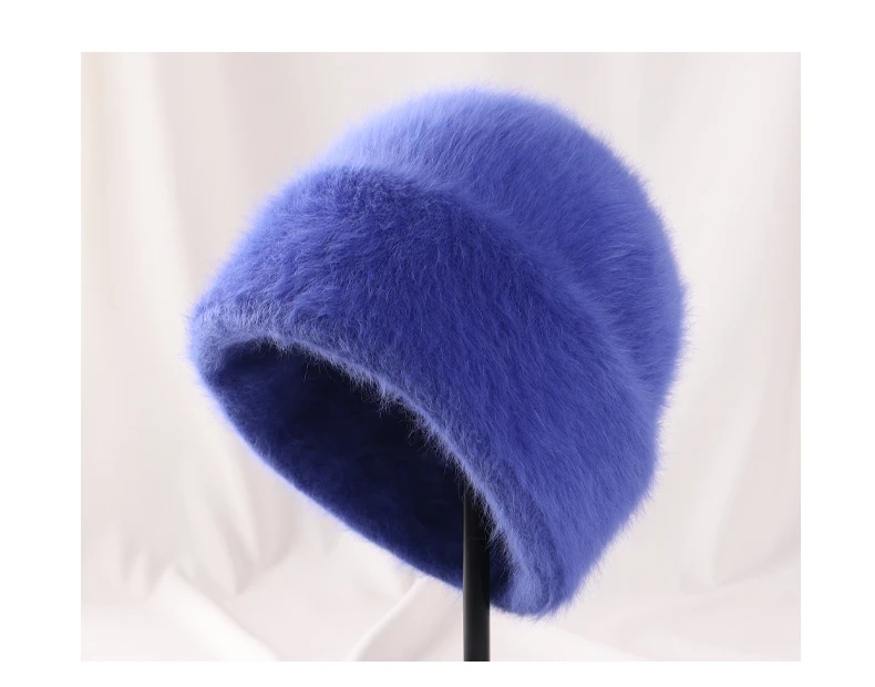 2023 Angora Flauschige Strickmütze Kaninchenfell Wintermütze für Damen Damen Mode Warmer Plüschschädel Damen Dicke Fleecemützen – Detail 14
