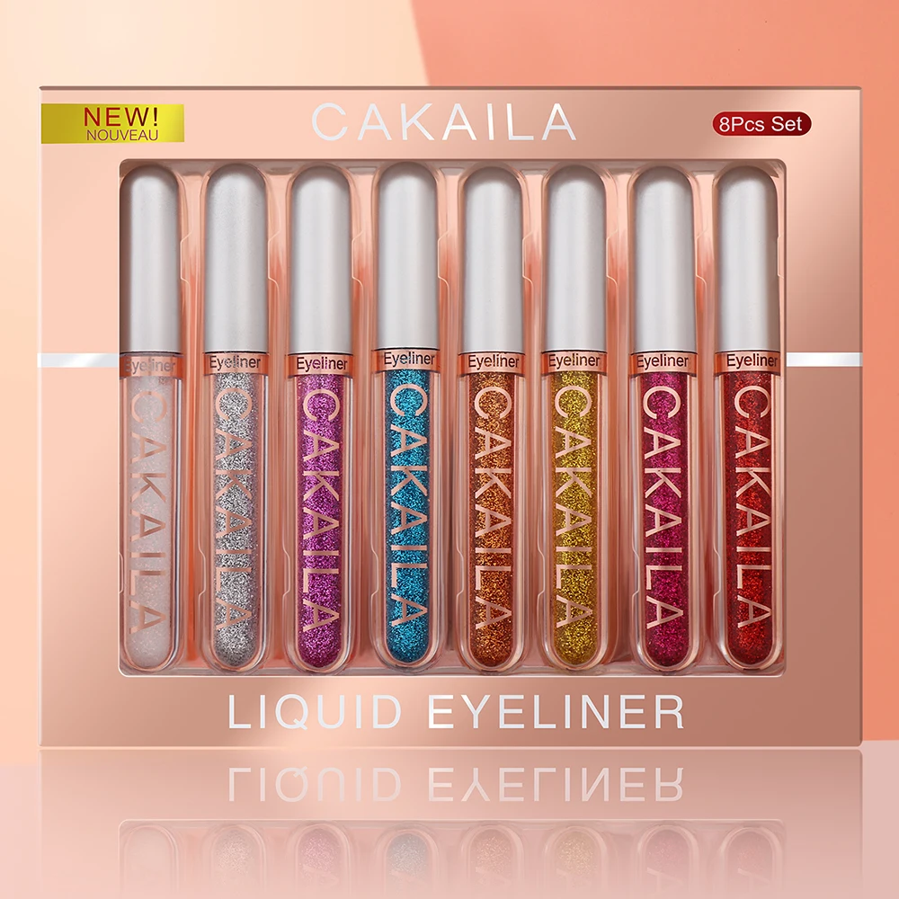8 สี/กล่อง Matte Eyeliner ปากกาแต่งหน้ากันน้ํา Glitter สีสัน Eye Liner Liquid ดินสอ Fast-DRY Smooth Eyelid เครื่องสําอางเครื่องมือ