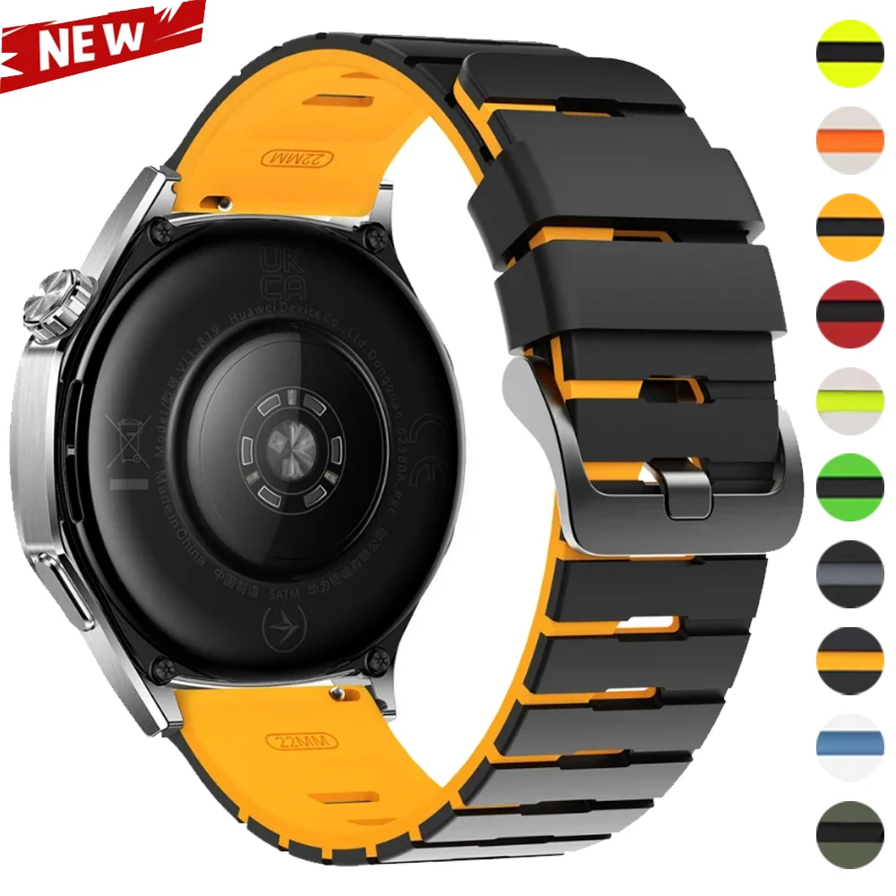 삼성 갤럭시 워치3 45mm/기어 S3/워치 46mm용 22mm 스트랩 스포츠 실리콘 밴드 화웨이 GT5 GT4 GT 3 SE GT6 프로 팔찌