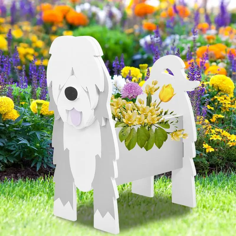 1pcs PVC Dog Garden Flower Pot Planter Shepherd Dog Shaped Outdoor Indoor Grass Basket DIY Plant Home Decorations