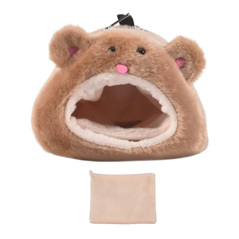 M12K-Rats Hamaca Cálida de Invierno para Jaula de Hámster, Casa de Oso Adorable con Colchoneta para Pequeños Animales Peludos