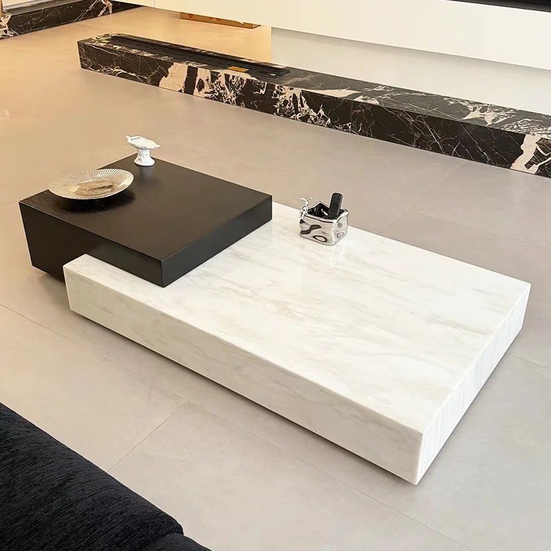 

2025 new natural marble coffee table French light luxury modern simple living room high sense