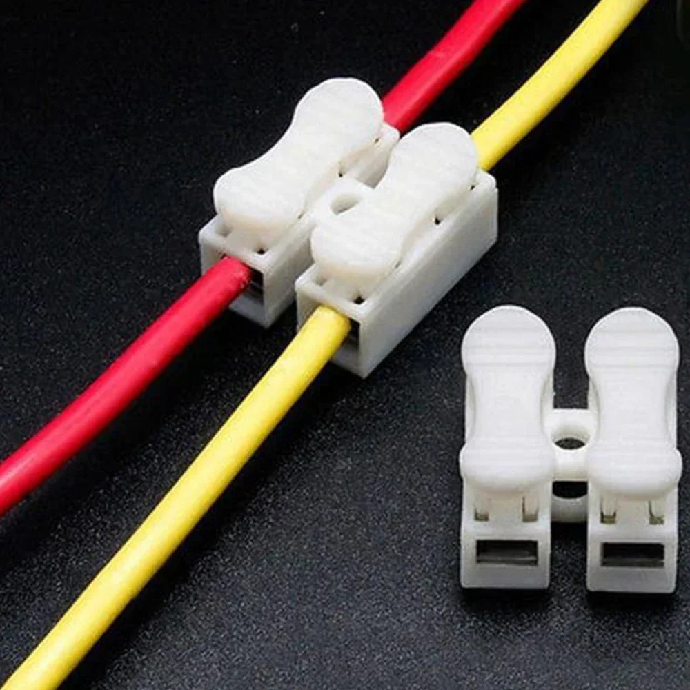 50pcs Push Quick Wire Cable CH2 Connector 10A 220V 2 Pin Push-in Spring Loaded Electrical Connectors for Lighting Electrical