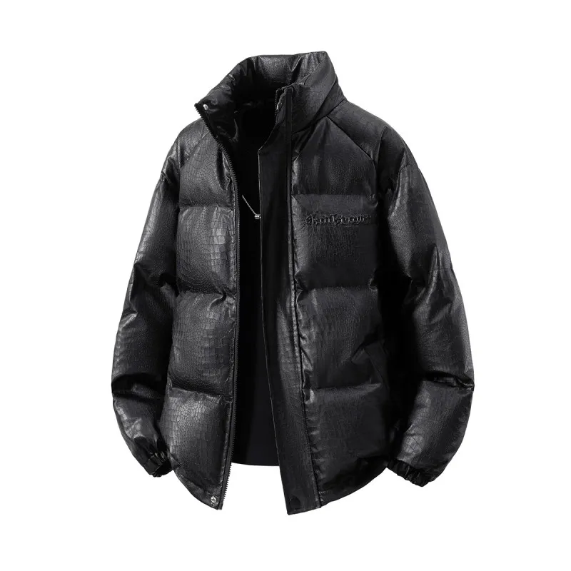 

Warm Cotton Jaet Letter Emed Crocodile Pattern Large Cross Border Korean Sle Faionable Autumn Winter Youth Casual Coat