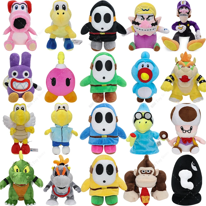 Anime Mario Plush Toys Princess Peach Shy Guy Toadette Bowser JR Luigi Yoshi Waluigi Wario Koops Kamek Soft Stuffed Peluche Doll