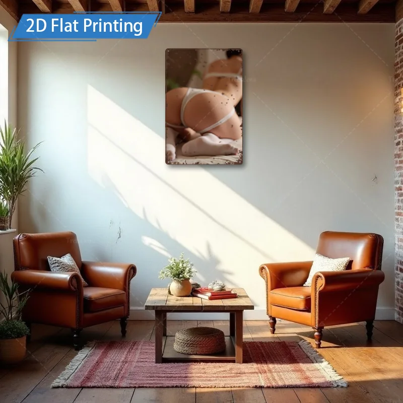 1 قطعة علامة معدنية، 4 × 16 بوصة "فن جدار الطباعة المسطحة الحديثة البسيطة ثنائية الأبعاد لديكور غرفة المعيشة"