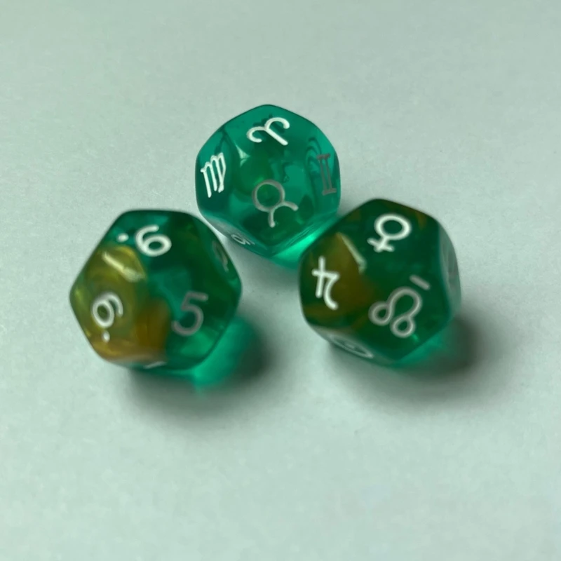 F1FD 3x Astrological Dice-12-sided Dice-Multifaceted-Constellation Dice-Acrylic-Dice