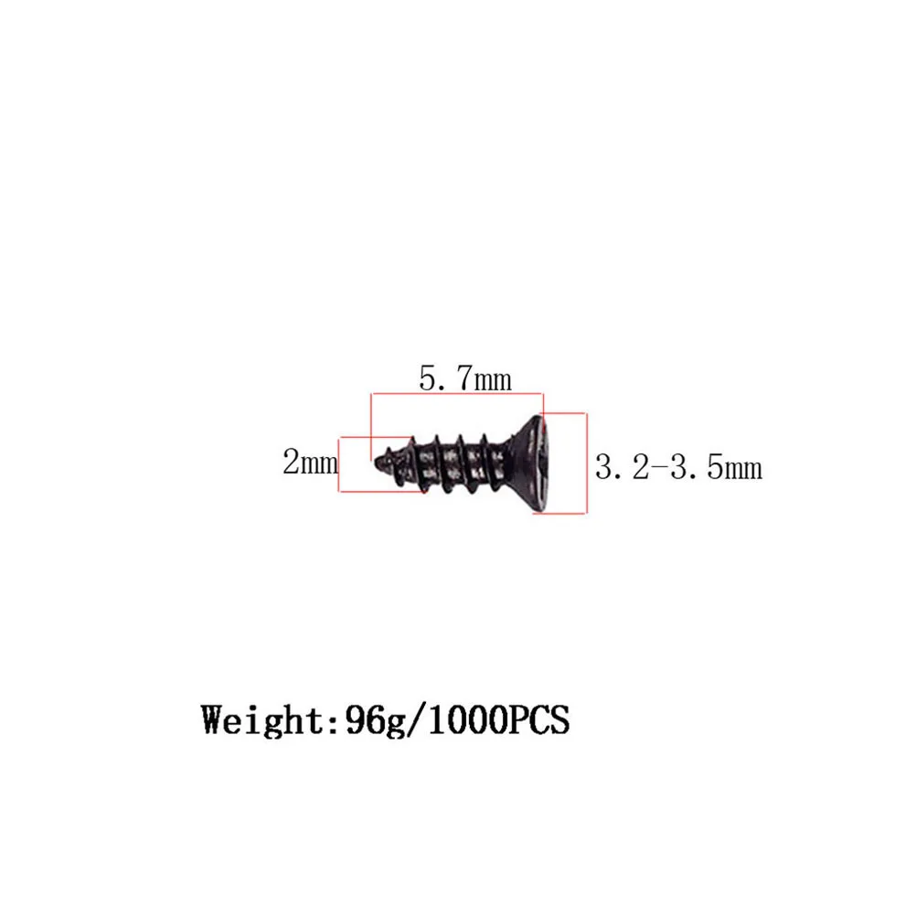 

1000Pcs Iron Self-Tapping Screws Durable Replacement for Accessories Wood Metal Connection Guitar Pickguard Humbucker