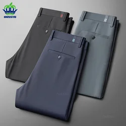 Summer High Stretch Business Suit Pants Men Thin Solid Color Straight Casual Formal Office Trousers Male Plus Size 35 40
