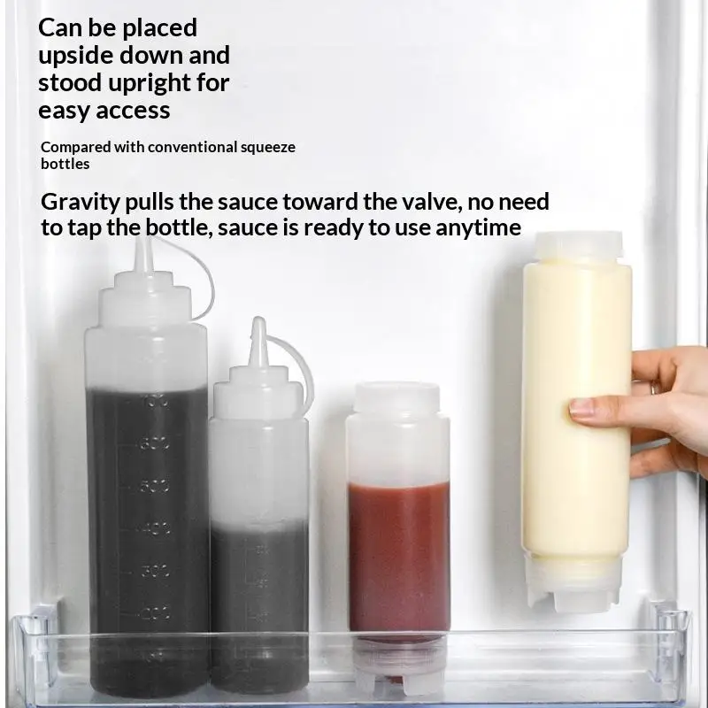 Plastic Inverted Dual Mouth Squeeze Sauce Bottles Leak Proof Easy Clean For Kitchen Cooking Baking Condiment Storage