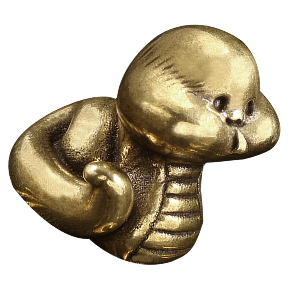 

Vintage Brass Snake Mini Animal Sculpture Desktop Home Decor Small Metal Statue Charm Gift Ornament Lucky