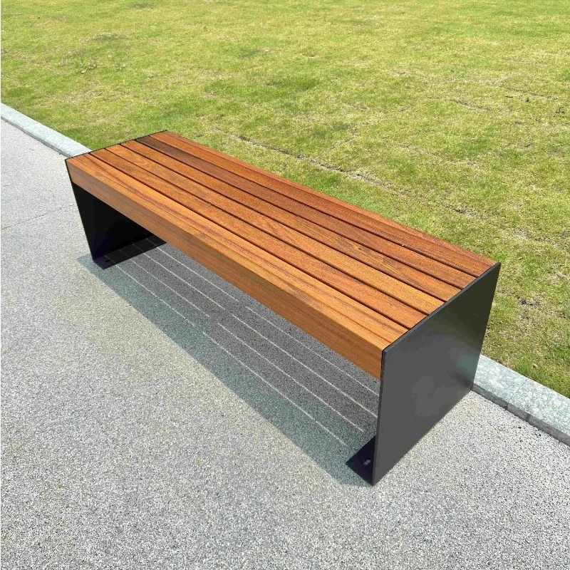 Wooden Outdoor Seating Bench Terrace Shopping Mall Outdoor Bench