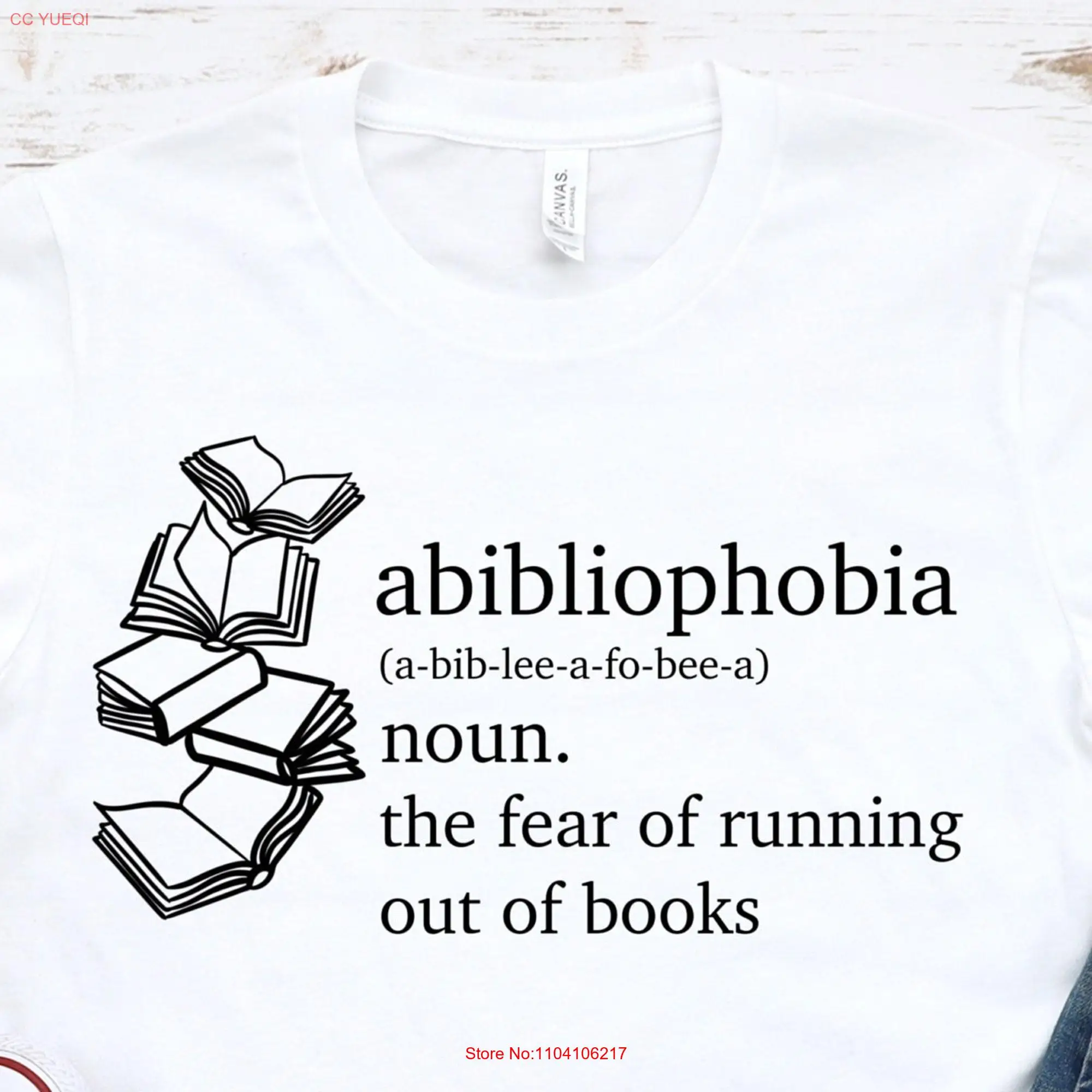 Abibliophobia T Shirt Book Lover Vintage Reader Reading Bookworm bibliophile Teacher long or short sleeves