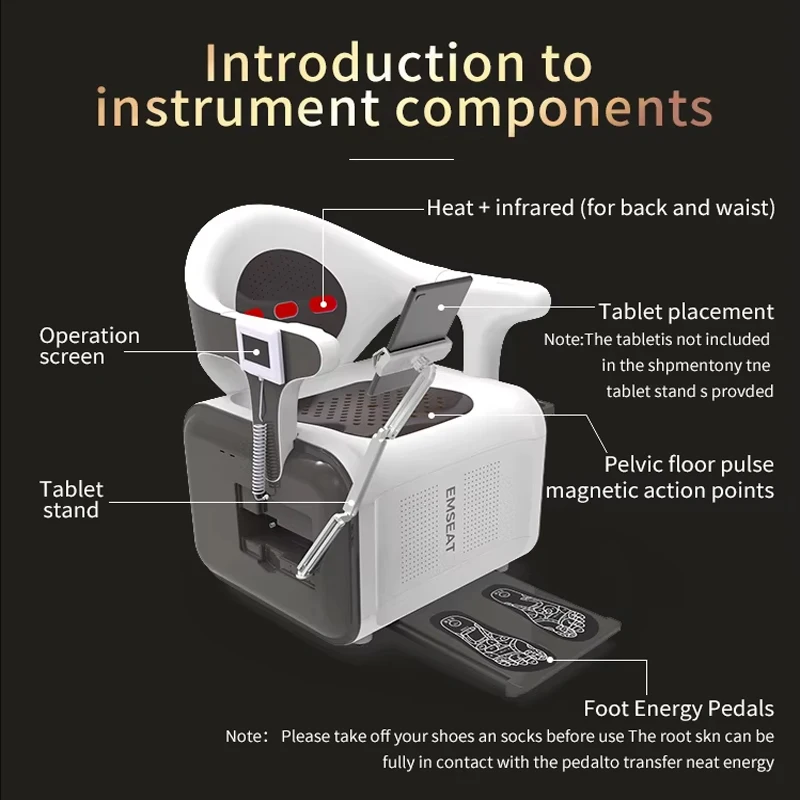 EMS العلاج الكهرومغناطيسي غير الغازية كرسي إصلاح البول بعد الولادة ممتاز ملهم لتدريب العضلات الأرداف