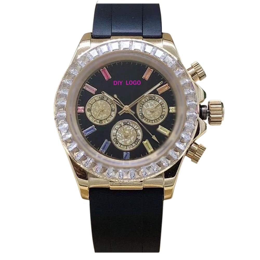 Customized Logo40mmElegant Men's Watch - Sapphire Mirror and Diamond bezel, Mechanical Movement Birthday Gifts for Men