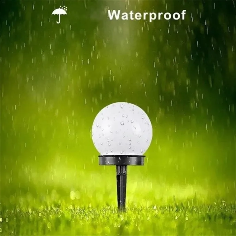 Solar Garden Light Round Ball Bulb Light LED Outdoor Waterproof  Landscape Villa Lawn Light Ground Plug Light Garden Decorative