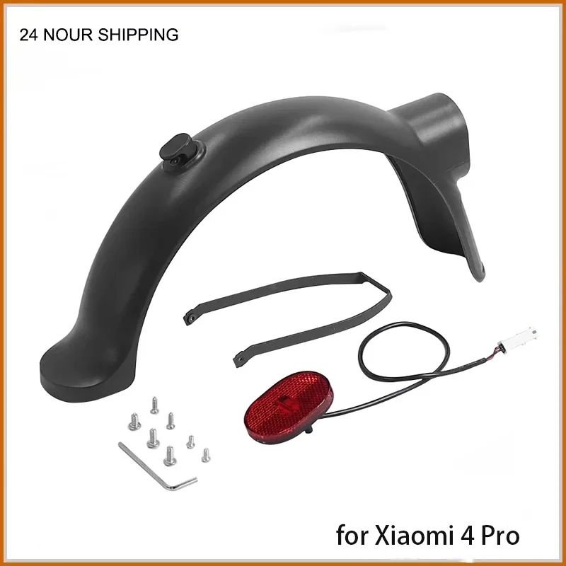 Electric Scooter Rear Fender Set Kick With Hook Lock Back Wing Taillight for Xiaomi 4 Pro Brake Taillight Support Parts