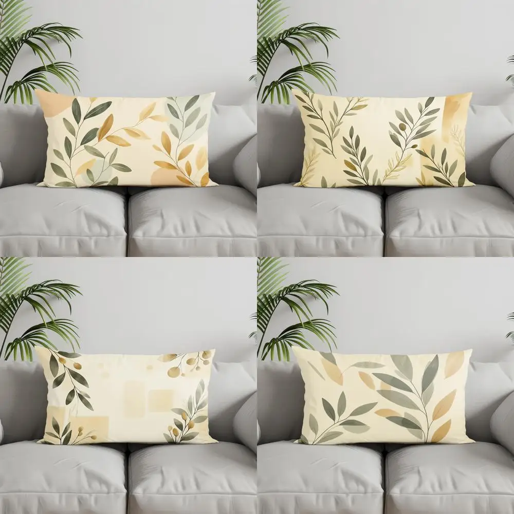 Home Decor Leafy Branch Pattern Rectangle Pillow Suitable For Sofa Bedroom Car Pillow Cover Cushion Rectangular Back Cushion