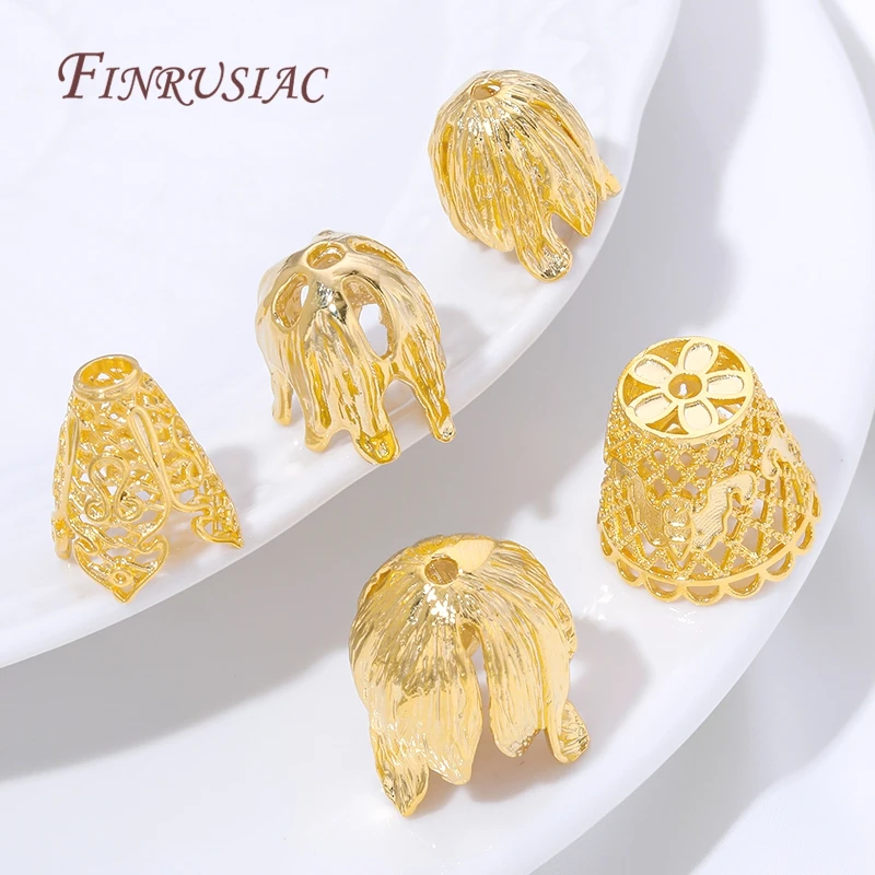 18K Gold Plated Tassel End Caps Wholesale Jewelry Findings,Fringe Bead Caps For Bracelets&Necklaces Making DIY Accessories