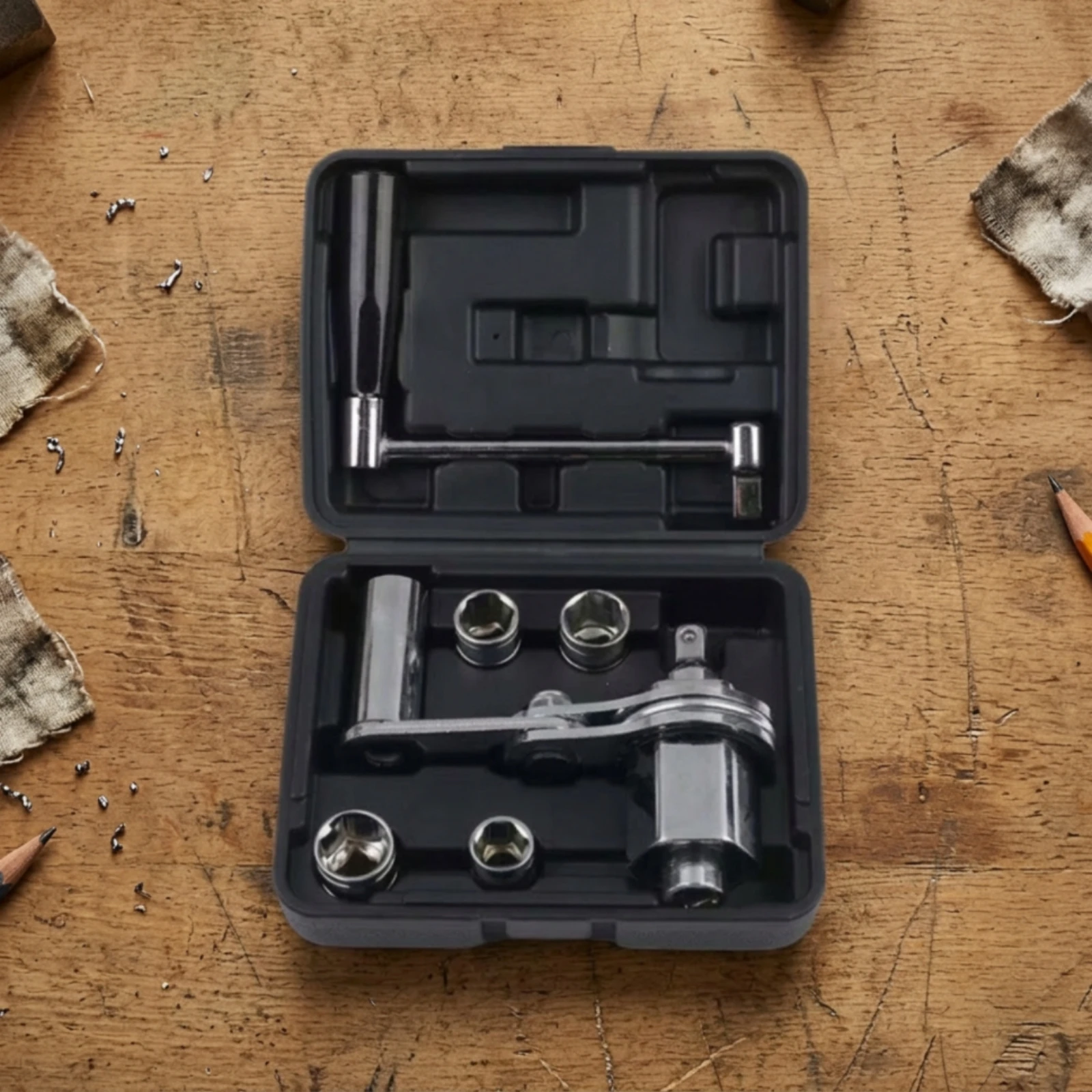 Wheel Wrench with Socket Adapters High-Leverage Lug Wrench with Storage Case Tire Changing Tool Universal Ergonomic