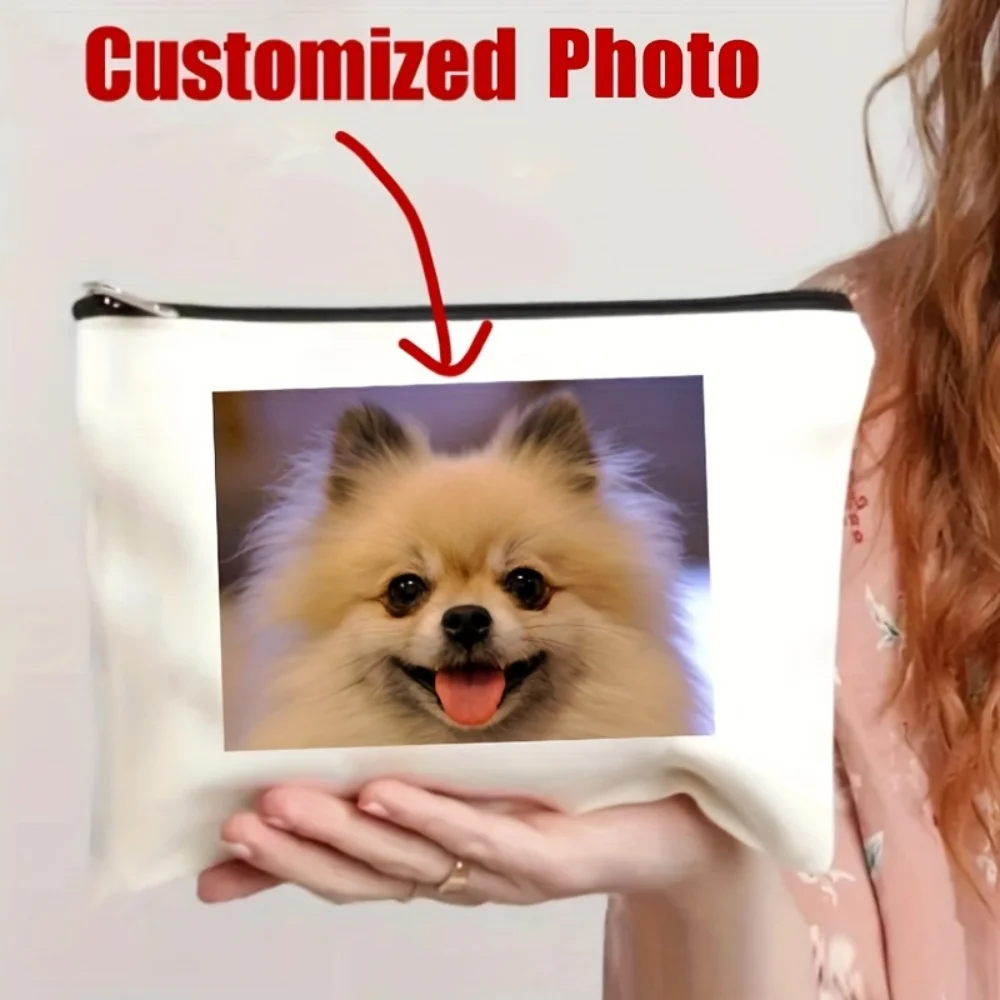 

Personalized Photo Makeup Bag, Customizable According To Your Unique Design, Fashionable Simple Zipper Makeup Bag, Ideal Gift