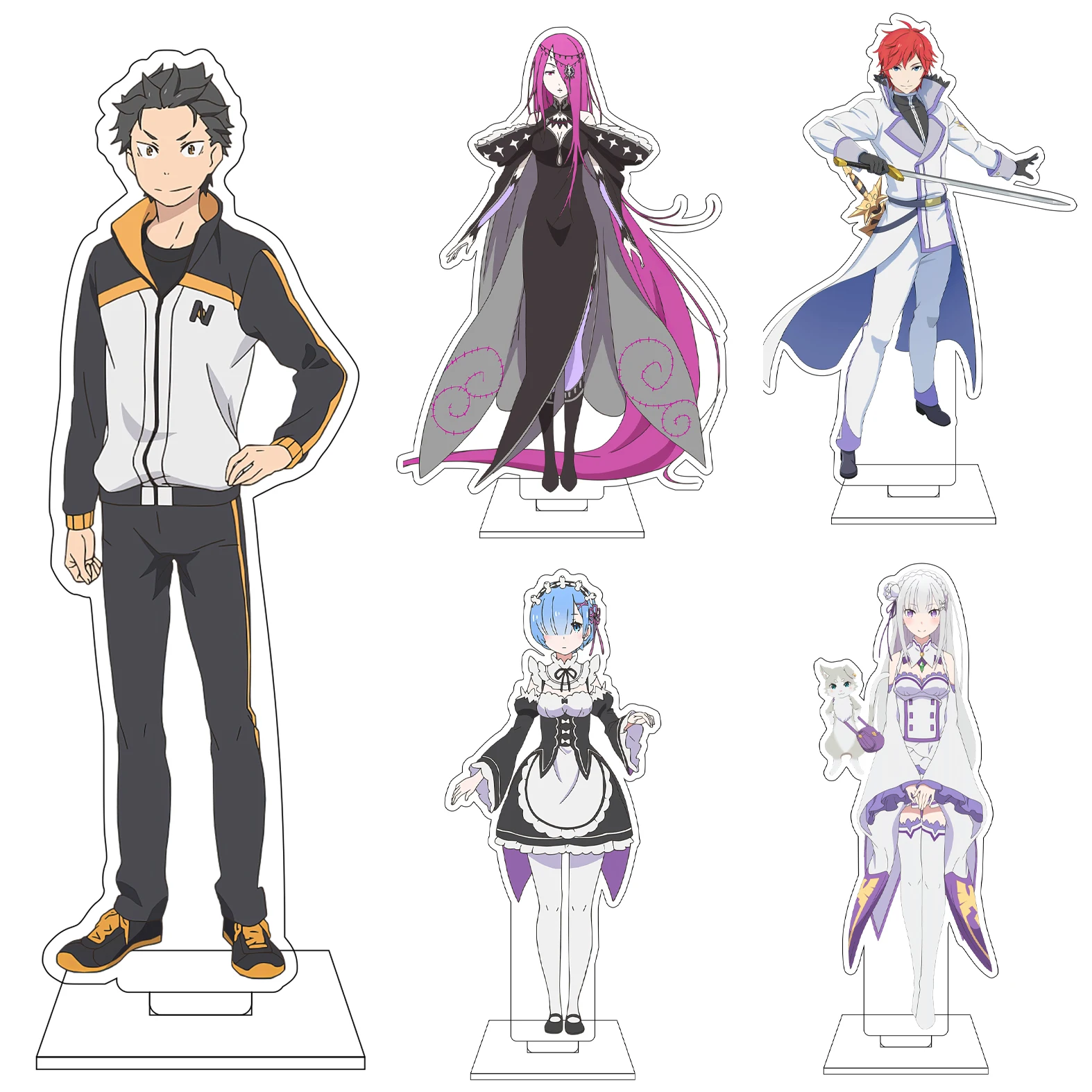 Figura Acrílica de 16CM del Anime Re:ZERO - Starting Life in Another World, Base de Exhibición para Cosplay, Beatrice, Natsuki, Subaru, Adornos, Regalos